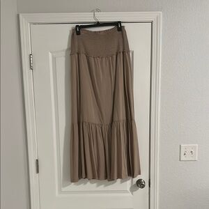 INC International Concepts Tan Brown Tiered Pleated Maxi Skirt
